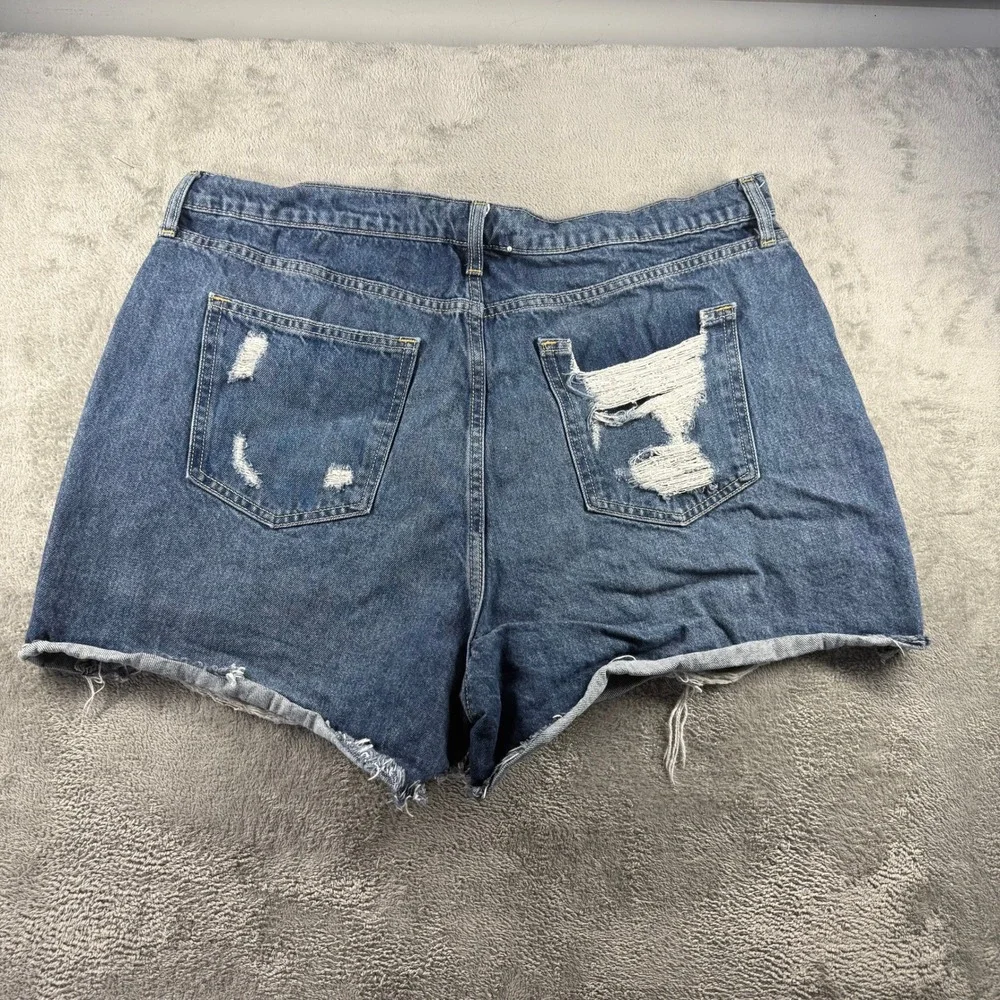 Arizona Jean Co Women's 21 High Rise Distressed Denim Shorts Button Fly Blue